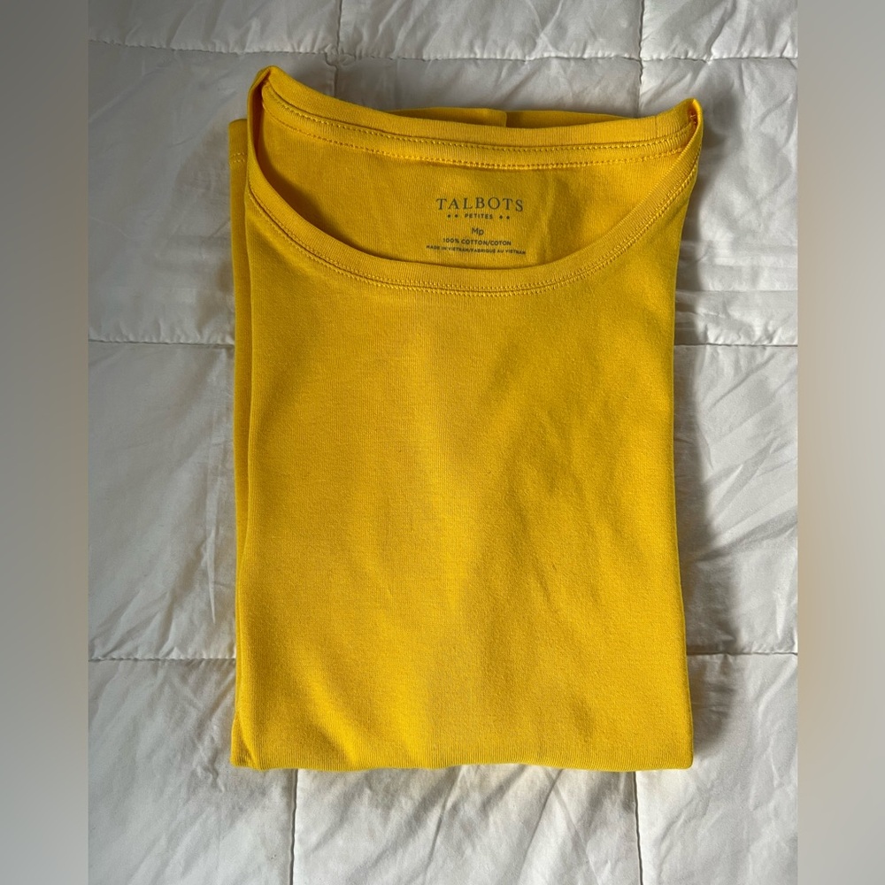 NWT Talbots long sleeve classic cotton tshirt size mp yellow